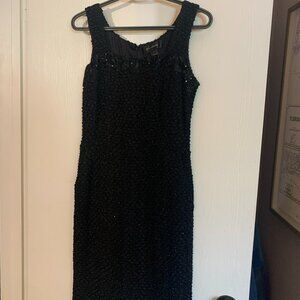 Vintage Black Beaded and Seated Cocktail Dress